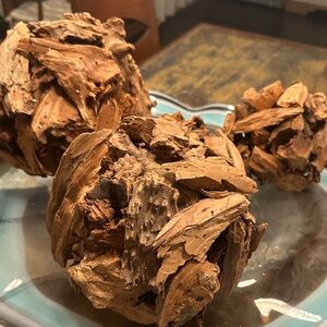 Natural Bark decor balls. Set of 4